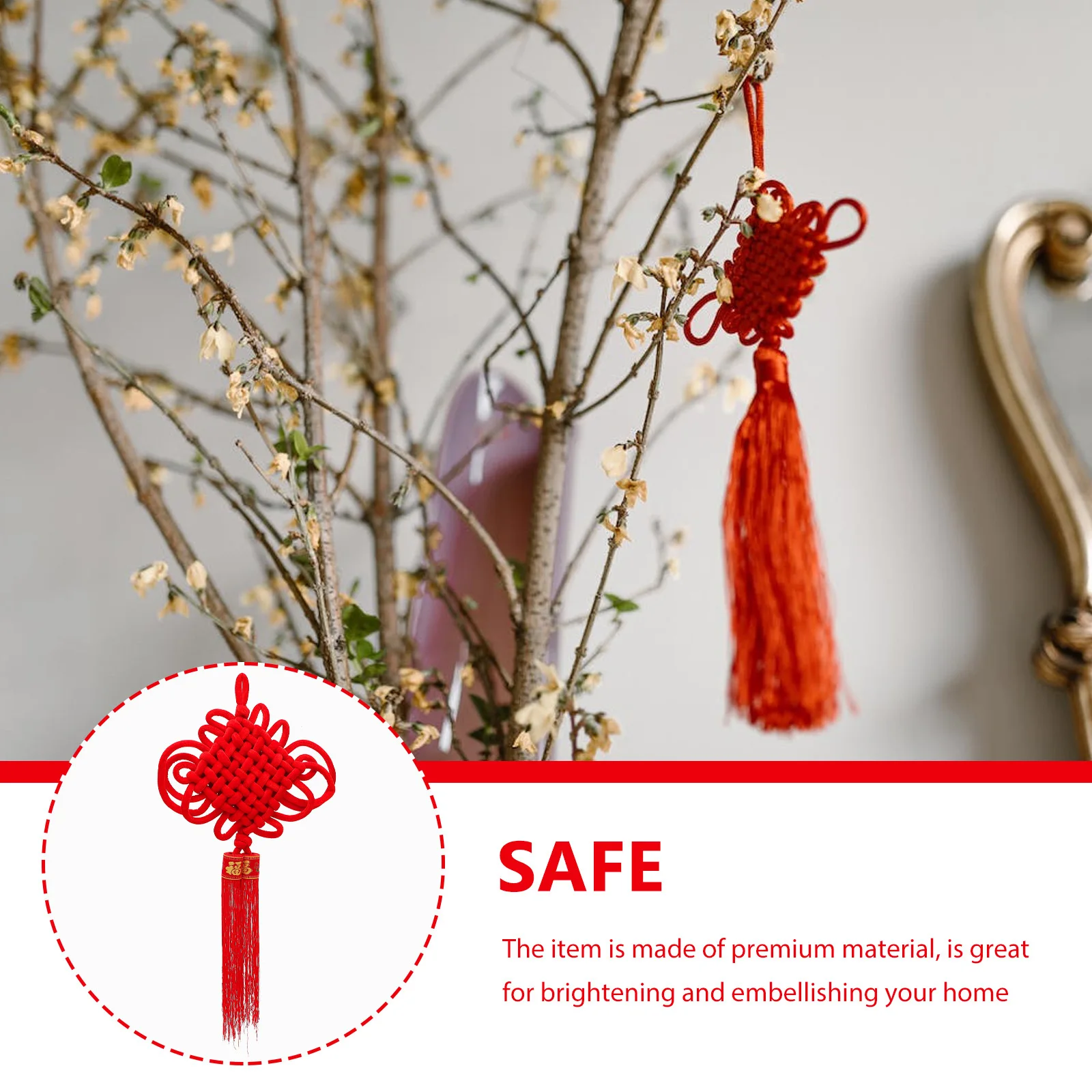 

1Pcs Chinese Knot Hanging Pendant Red Size 8 Tassel Decor Home Office Wall Ornament Feng Shui Decorative Pendant Interior