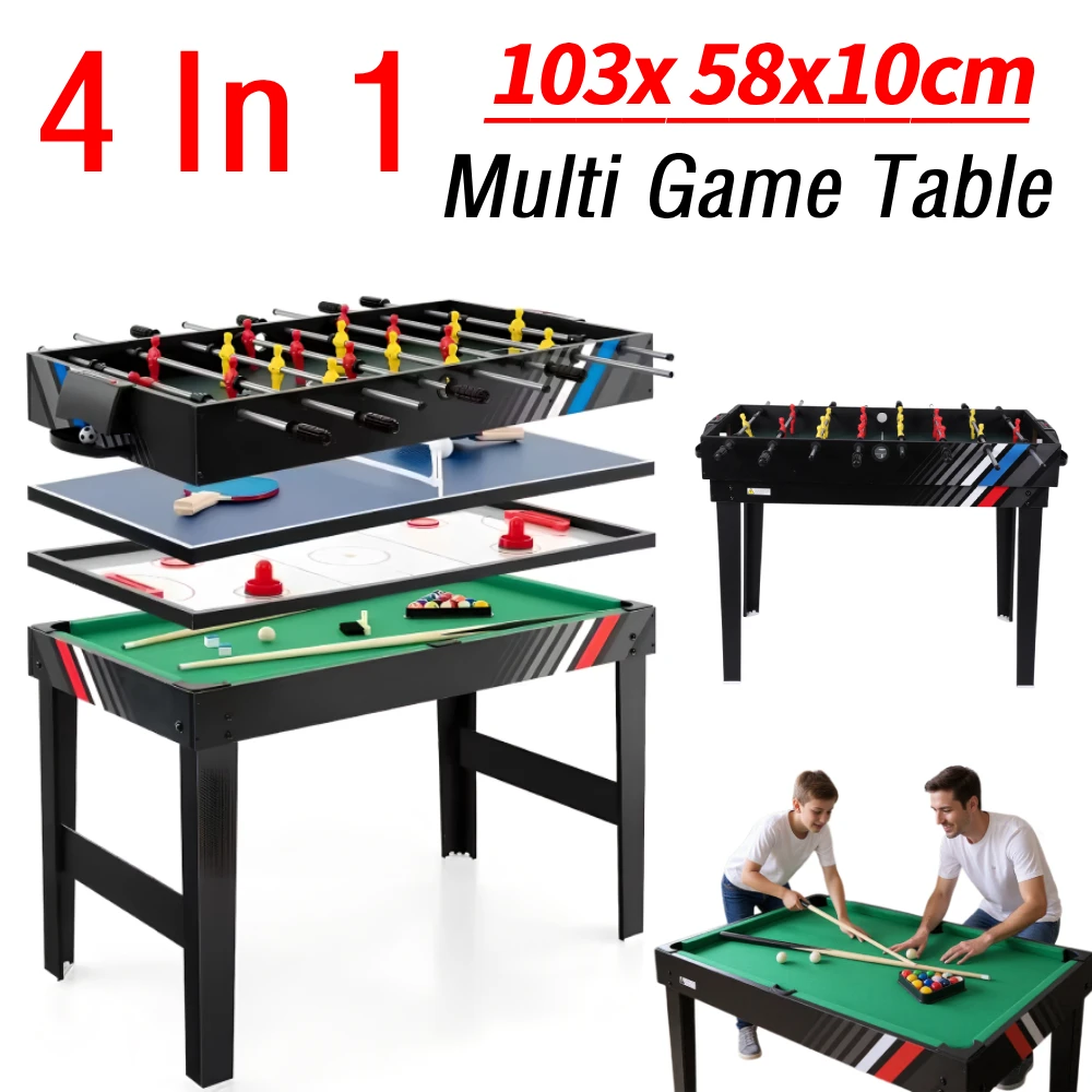 

4-In-1 Multi Game Table with Football Billiards Ice Hockey Table Tennis Different Convert Tables Game for Home Game Room