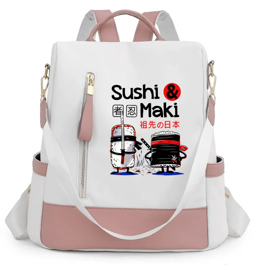 

Women Backpack Shoulder Bag Theduc Sushi And Sushi Printing Female Daypack Stylish Elegant Girls Backpack Women Bag Mochila