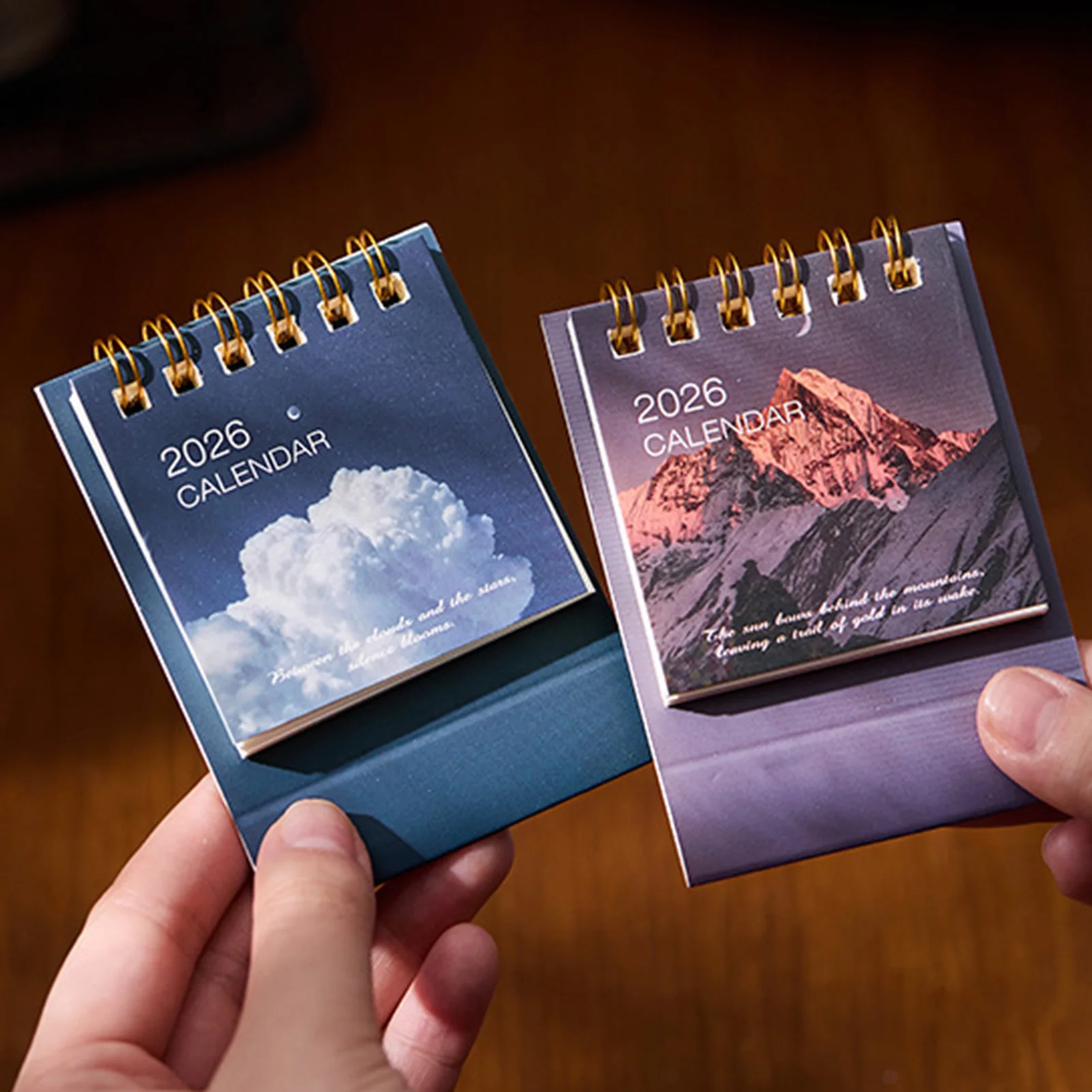 2026 Mini Desk Calendar Starlight Theme Landscape Designs Portable Monthly Planner With Triangular Base For Office School Use