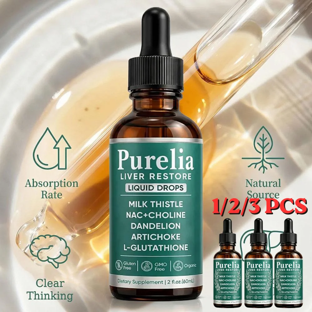 Purelia Liver Restore Drops Advanced Liver Cleanse Elixir 1/2/3 PCS Natural Herbal Detox Liquid Botanical Blend Daily Care