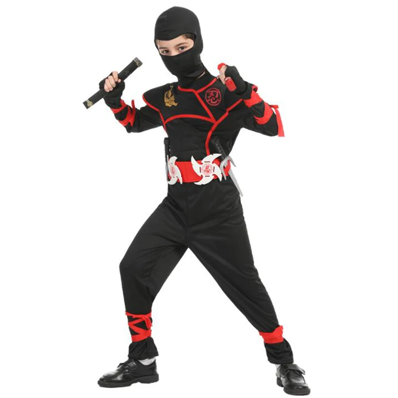 Halloween Kids Kostuum Ninja Cosplay Jongens Meisjes Purim Verjaardag Fancy Dress Dolk Darts Carnaval Japanse Zwaardvechter Warr Pak