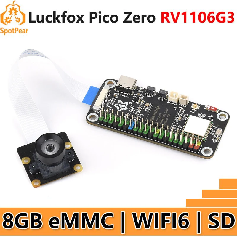 

Luckfox Pico Zero RV1106G3 SD WiFi6 Аудио eMMC-8G RAM-256MB с опцией динамика