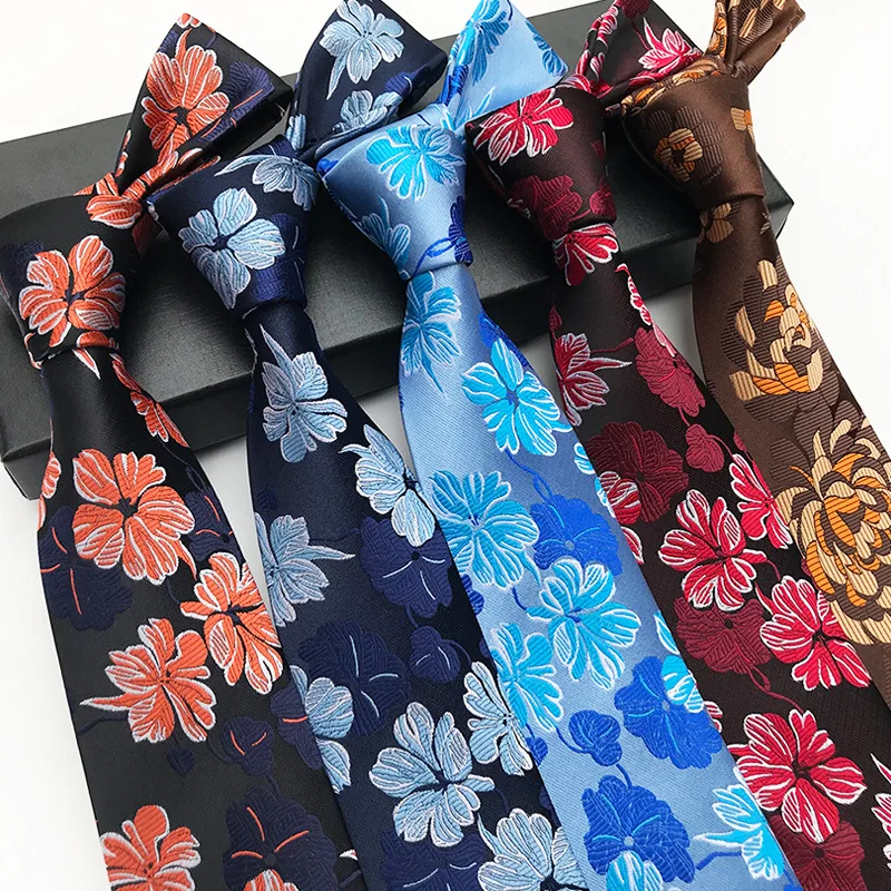 

Hot Selling Innovation 8cm Flower Leaf Jacquard Polyester Tie Men's Temperament Neckties Shirt Accessories