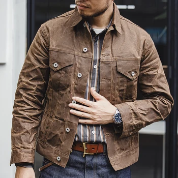 Maden Amekaji Retro Male Oil Waxed Jacket Canvas Cotton Khaki Military Uniform Light Casual Work Safari Style Coats Man Clothing 2 Maden Amekaji Retro Male Oil Waxed Jacket Canvas Cotton Khaki Military Uniform Light Casual Work Safari Style Coats Man Clothing 2
