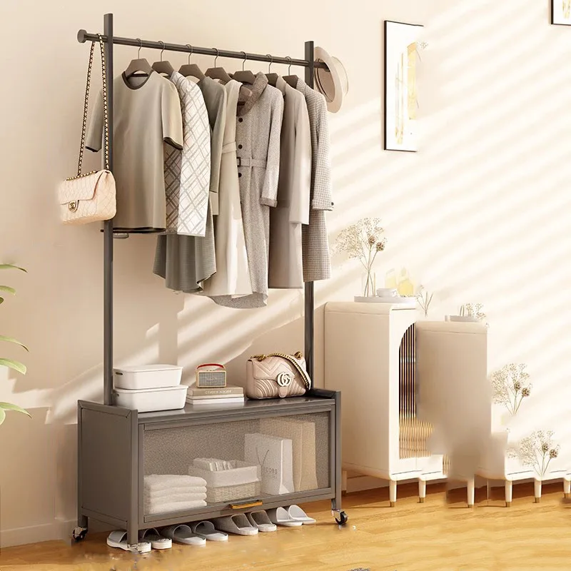 Furniture Home Dress Hanger Clothes Floor Standing Wall Coat Rack Hanging Clothing Cupboard Clothesline Iron Perchero Room Coats