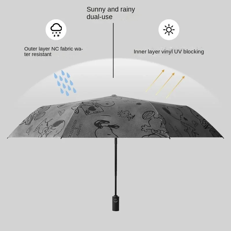 Snoopy Automatic Umbrella Rain Sun Rain Anti Uv Windproof Beach Umbrella Cute Girl Parasol Folding Umbrellas Rain Women Portable