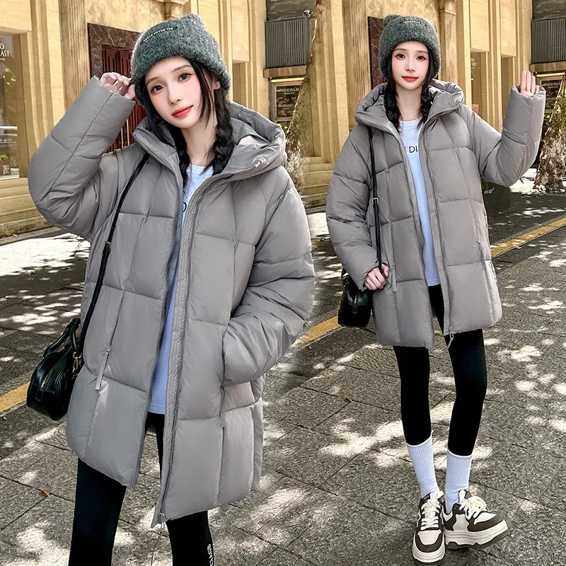 

Women Parkas Hooded Zipper Splice Thick Jackets Long Sleeve Coats Hoodies Solid Pockets Outwear Warm Jackets Autumn Winter