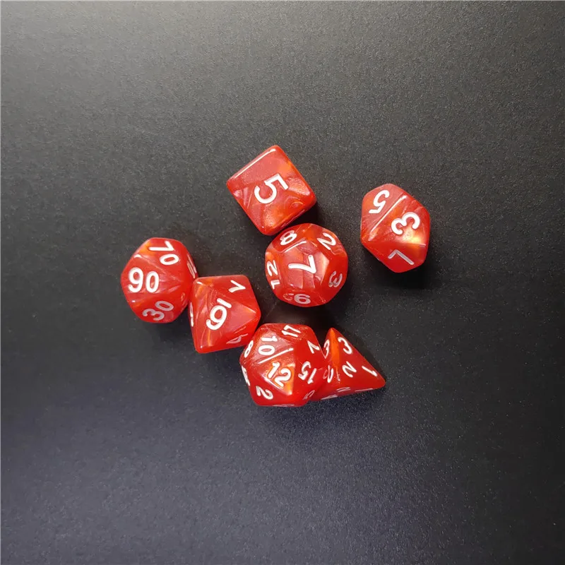 7 Pcs 1 Set Of Pearl Style DND Dice Set D4 D6 D8 D10 D12 D20 Multi-sided Dice For TRPG Dragon Games