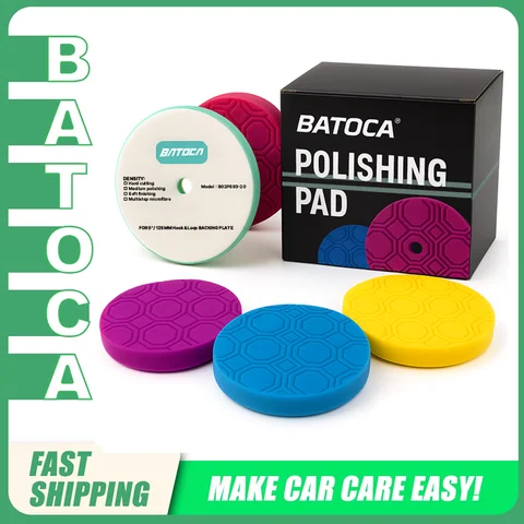 Zestaw padów polerskich BATOCA 5/6 cala T20–T120, gąbki polerskie z podstawą sześciokątną do cięcia i wykańczania, do polerek samochodowych DA/RO