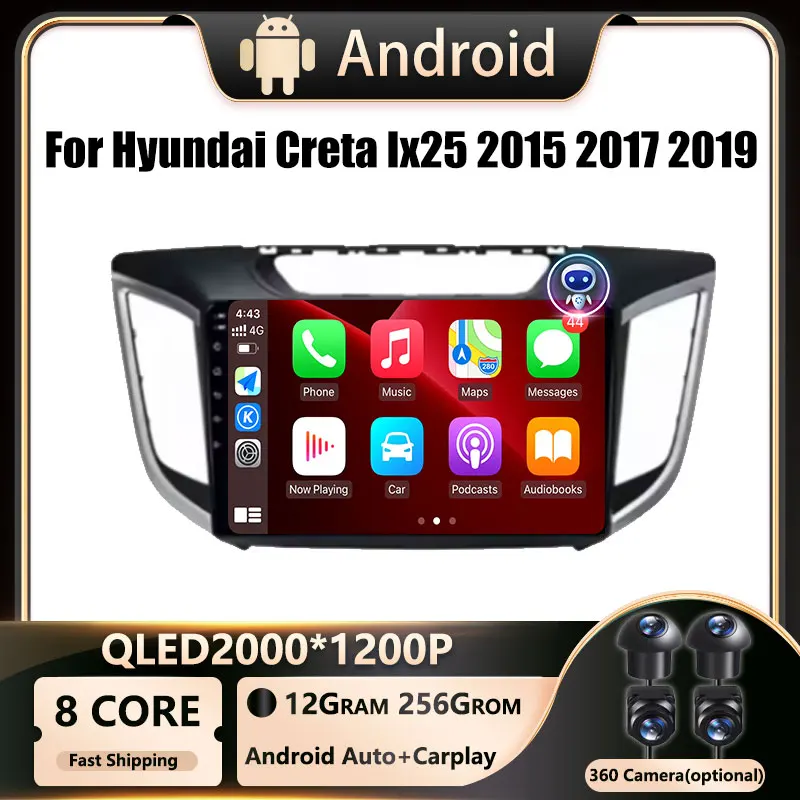 Android OS  For Hyundai Creta Ix25 2015 2017 2019 Car Radio Stereo Multimedia Navigation Video Player GPS Wireless Carplay DSP