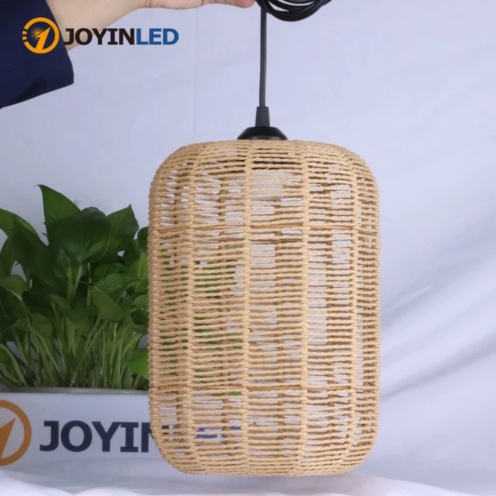 

JOYINLED Rattan Pendant Light Farmhouse Dining Room Light Fixtures Ceiling Hanging Lamp Boho Chandeliers 20x28CM LED E27 Lamp