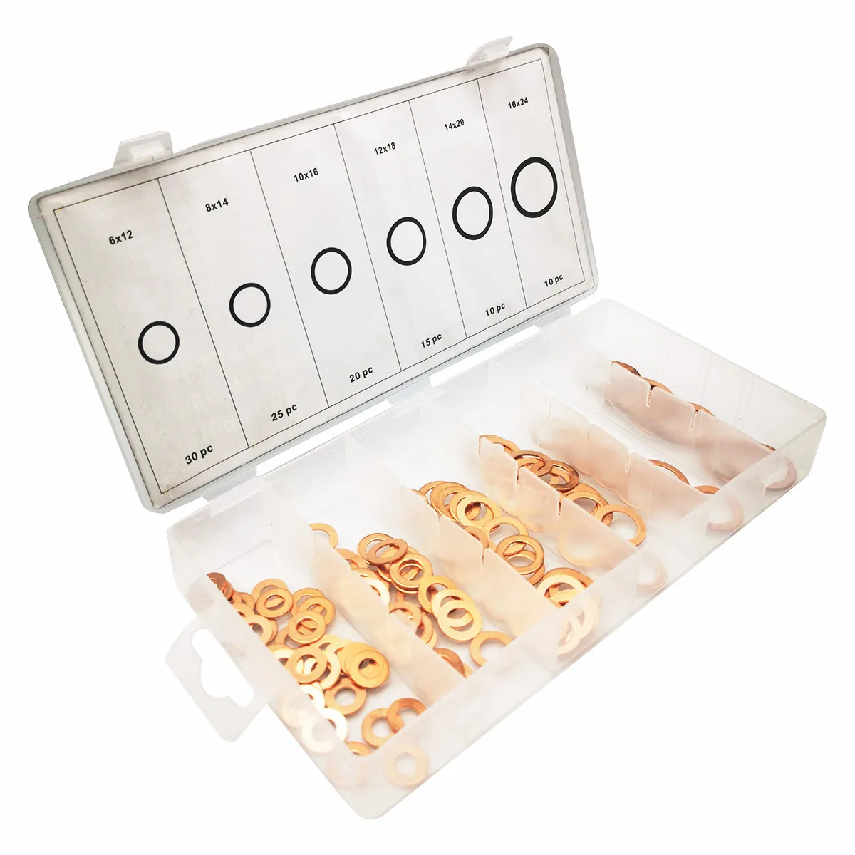 110PCS Purple Copper Oil Seal Gasket Box Set Purple Copper Sealing  Copper Flat Gasket Set