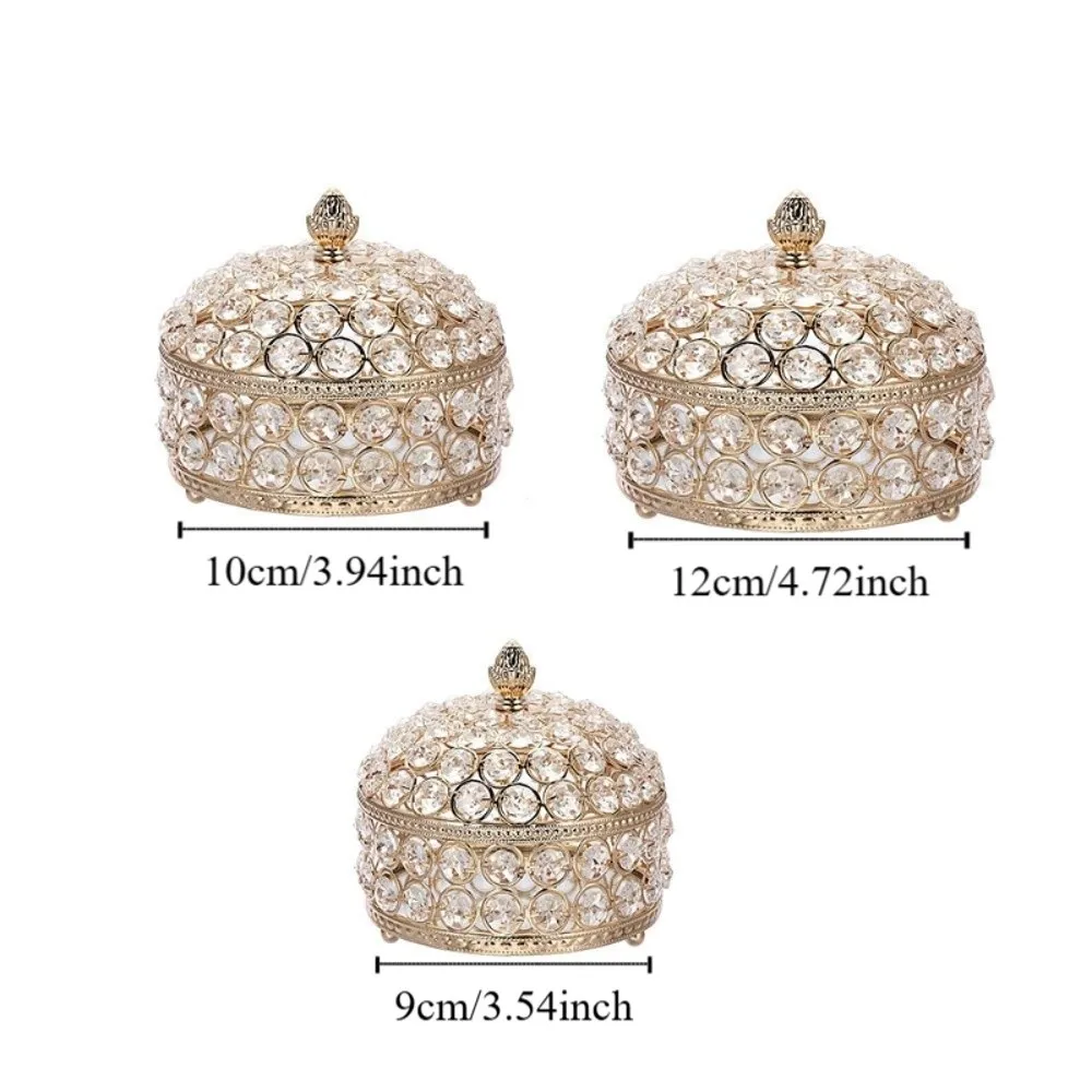 صندوق مجوهرات كريستال فاخر زجاج معكوسة قلادة مستديرة حلقة عرض حافظة ديكور محمولة صندوق تذكار