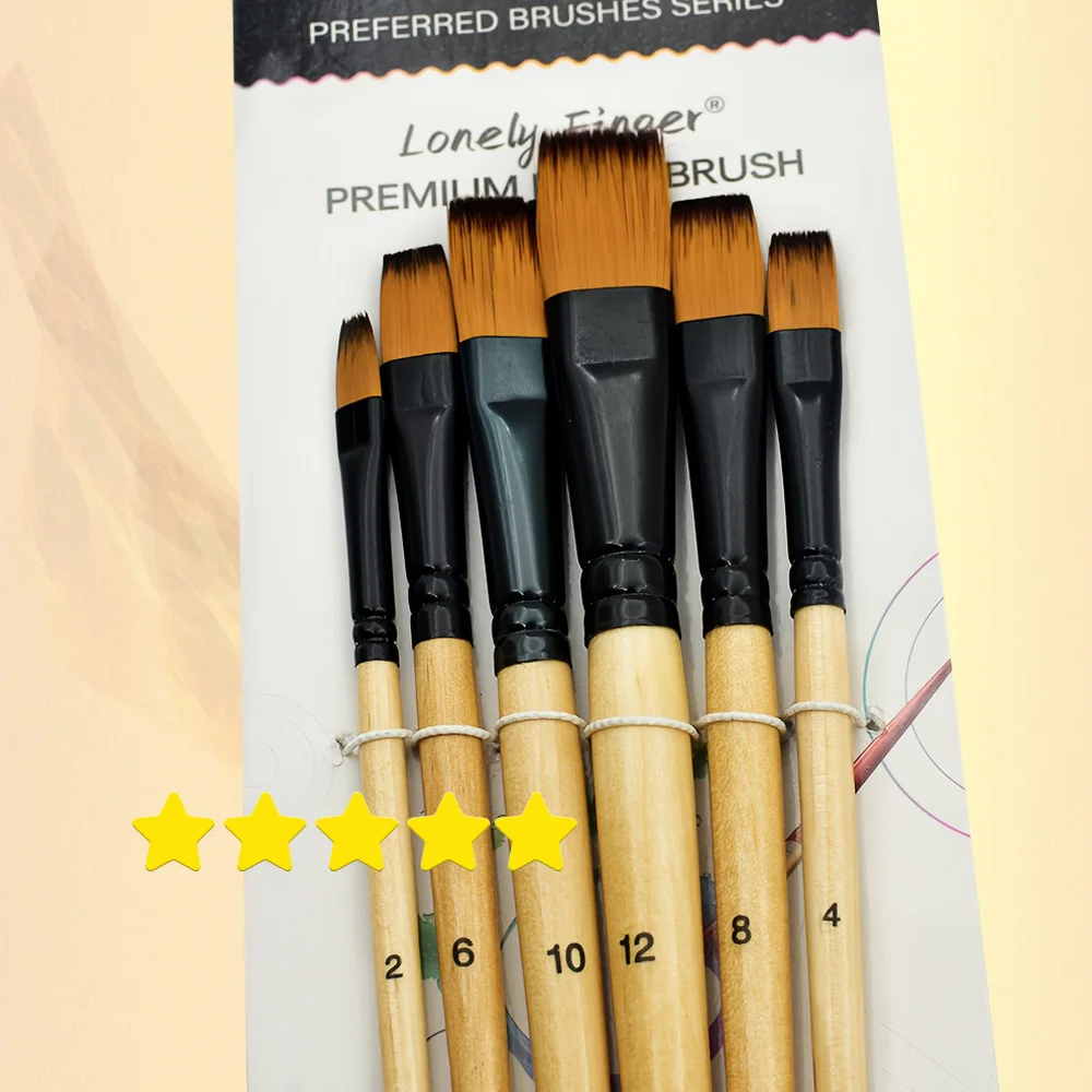 6pcs Professional Artist Paint Brushes for Watercolor, Oil Painting, Acrylic, Face Body Nail Art, Crafts, Rock Painting