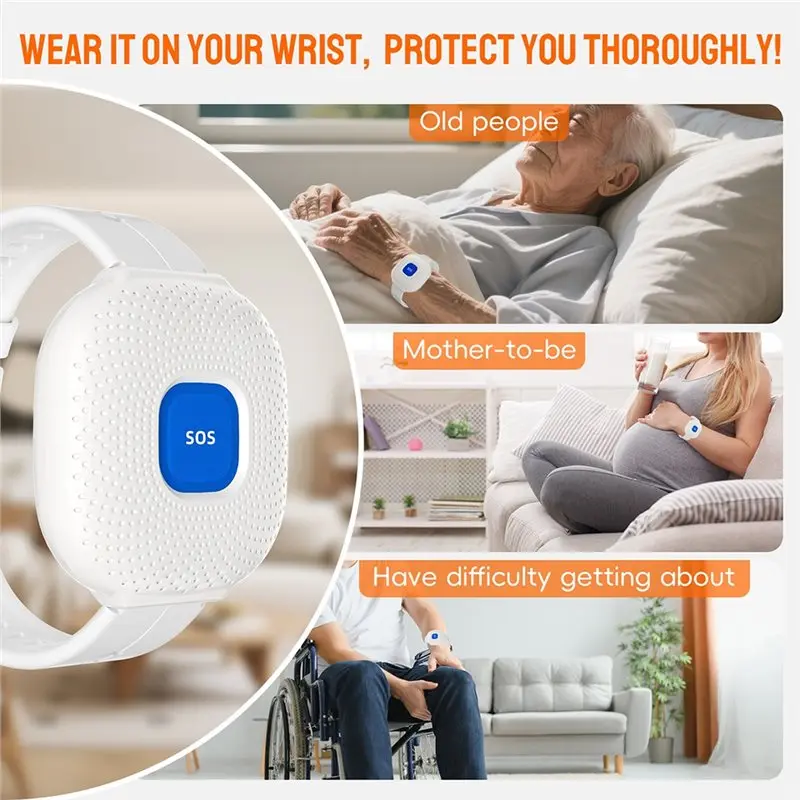 AS95-GSM Home Security Alarm System Elderly Alarm Watch Bracelet Tuya APP WIFI Panic SOS Emergency Button Old People