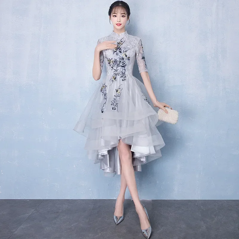 SN88 Chinesische Frauen Verbesserte Qipao Traditionelle Handgemachte Taste Cheongsam Klassische Brautjungfer Hochzeit Kleid Casual Vintage Weste % # 2@