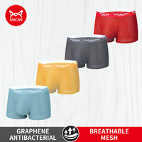 MiiOW 4Pcs Ice Silk Men Underwear Boxers Mesh Breathable Men's Panties Antibacterial Mens Underpants L-4XL Man Boxer Sexy Trunks