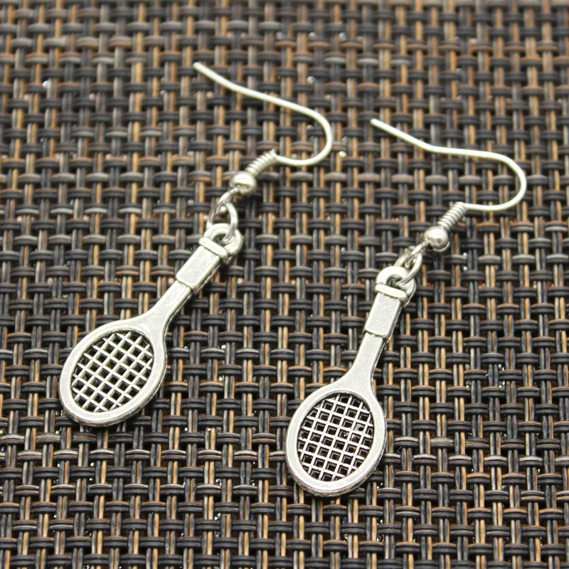 New Fashion Handmade Tennis Racket Pendants Silver Color Earrings For Womens Style