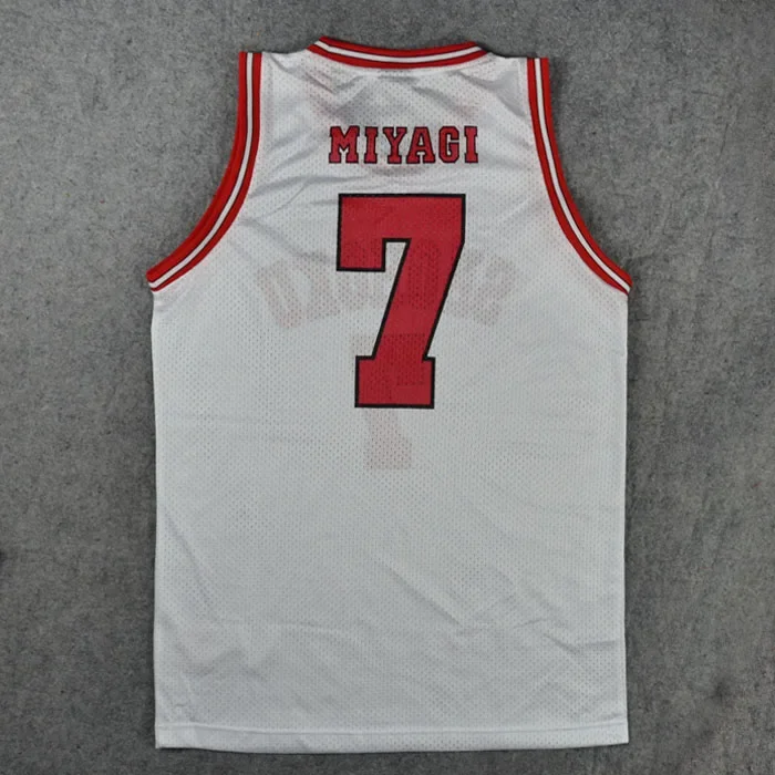 Anime Shohoku Cosplay Costumes Number 7 Ryouta Miyagi Sleeveless Basketball Jersey Tops M-XXL White Black Green Red