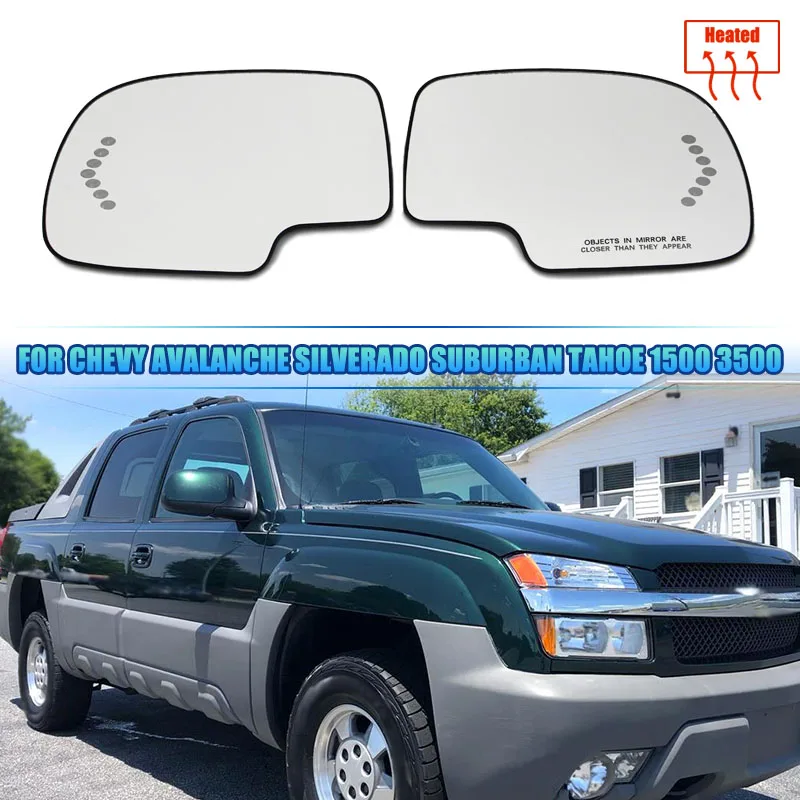 For Chevy Chevrolet Avalanche Silverado Suburban Tahoe 1500 3500 Side Heated Wing Mirror Glass Wide Angle Rearview Mirror