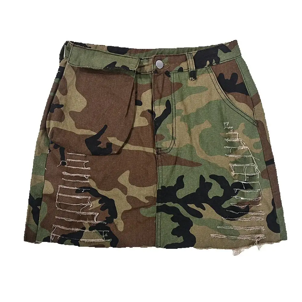 2025 autumn new women's high waist camouflage cut hip skirts