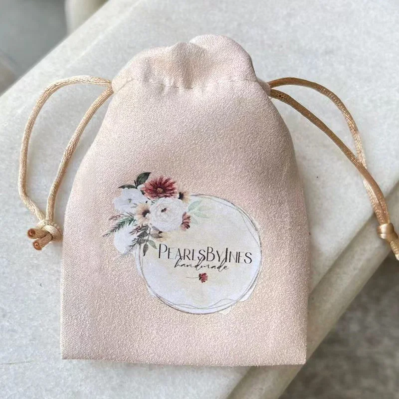 Geschenktüten aus nacktem Wildleder mit individuellem Logo, Sack, Uhr, Parfüm, Mascara, Wimpern, Make-up, Beutel mit Kordelzug, Schmuck, elfenbeinfarbene Flanellbeutel – Detail 8