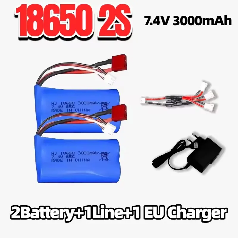 

7.4V 3000mAh 2S 18650 Li-ion Rechargeable Battery Pack for W-ltoys 10428 12428 12423 144001 124017 124019 RC Car Parts