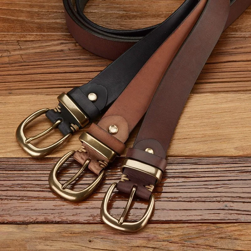 leather handcrafted top layer belt men's casual and versatile