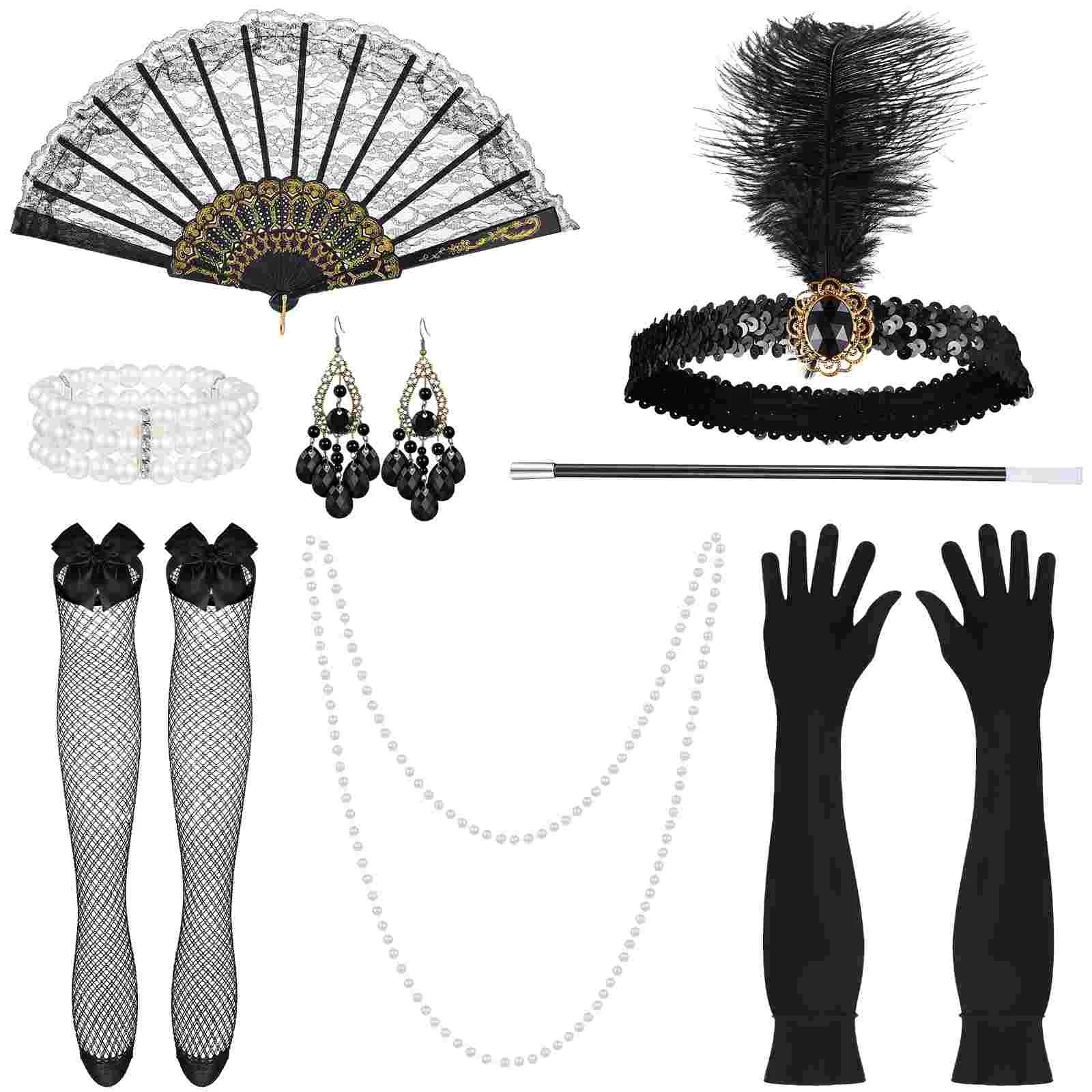 

Prom Suit Fancy Accessories 1920s Party Pearl Bracelets for Women Decorations Dangle Earrings Necklace Acrylic Costume