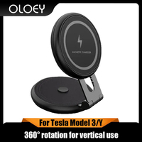 Hidden magnetic holder for Tesla Model Y 3 wireless charger 360 degree rotating car phone holder for iPhone