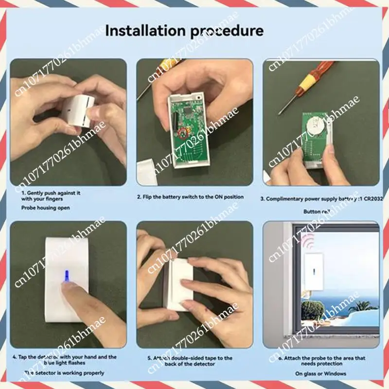 

-A21Z 5Pcs 433Mhz Wireless Vibration Glass Break Detector Adjustable Sensitivity Compatible With Alarm Systems
