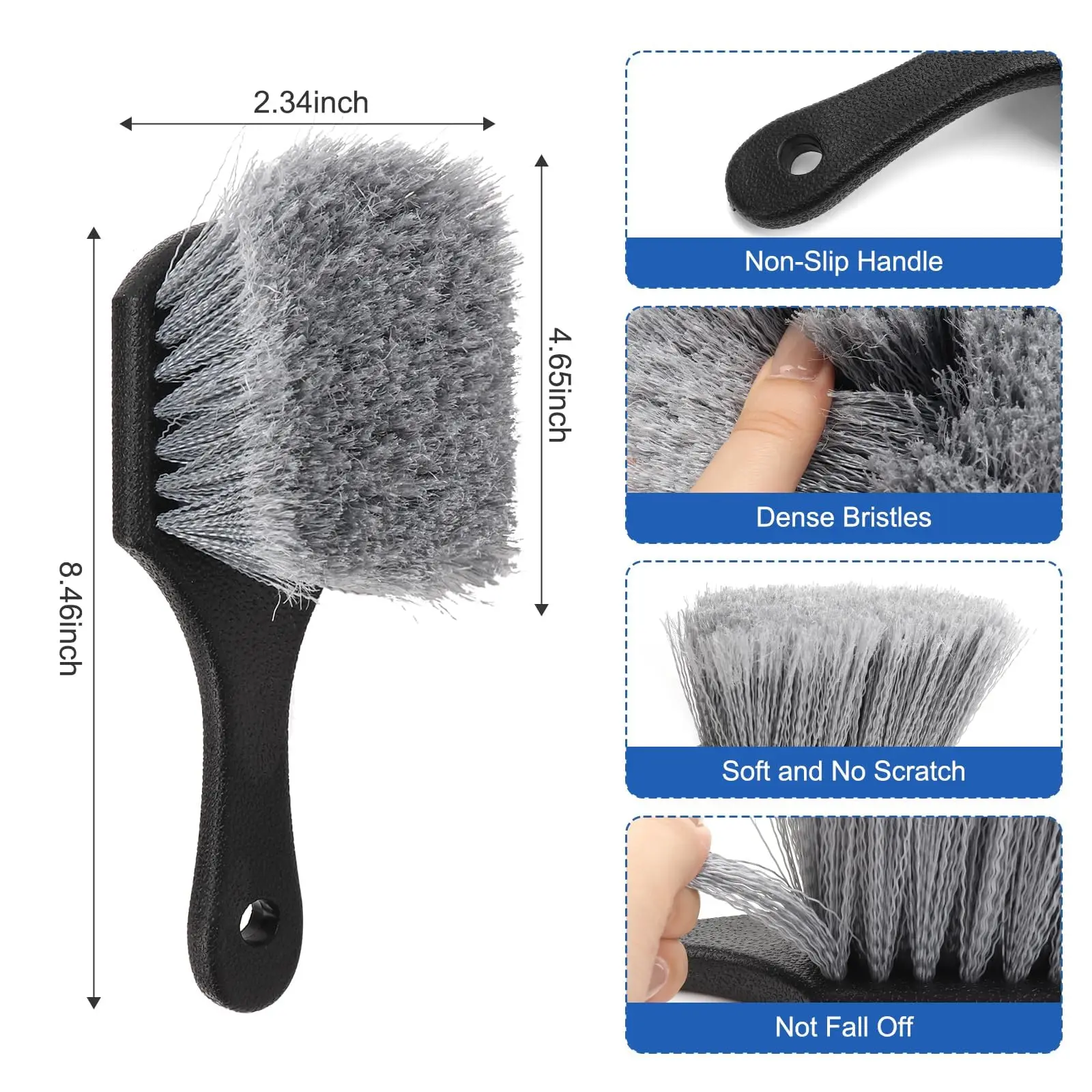 3Pcs Premium RV Wheel & & Tire Cleaning Brush Set Soft Bristle Rim Detailing Cleaner Brush for Car Truck SUV RV Motorcycle