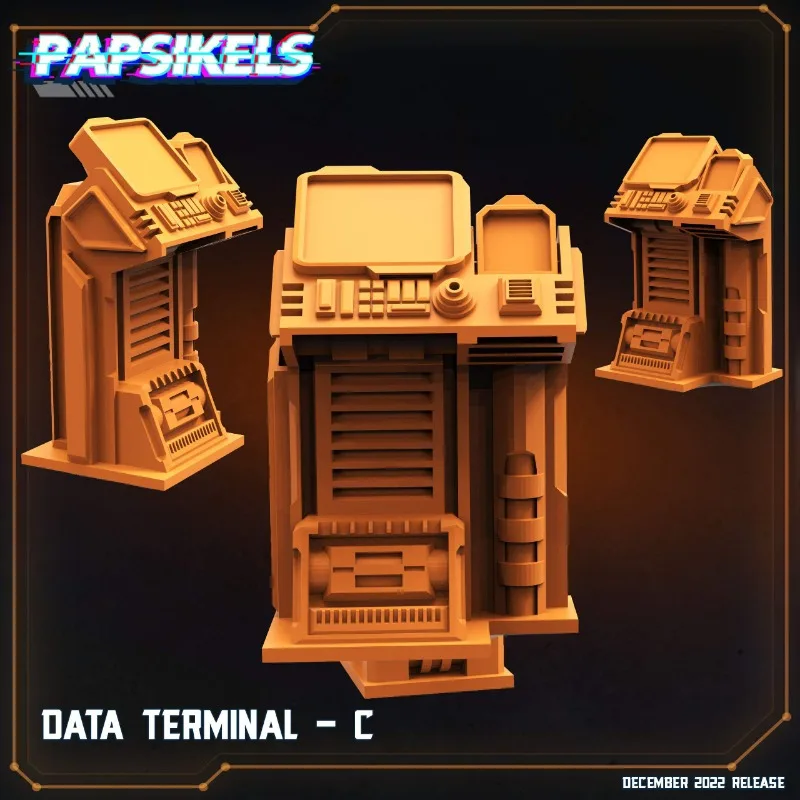 1 PC Papsikels Sci-Fi Data Terminal Miniature-สีส้มวาดด้วยมือเรซิ่นบทบาทเล่นอุปกรณ์เสริม, เหมาะสําหรับเกมตกแต่งห้องของขวัญ