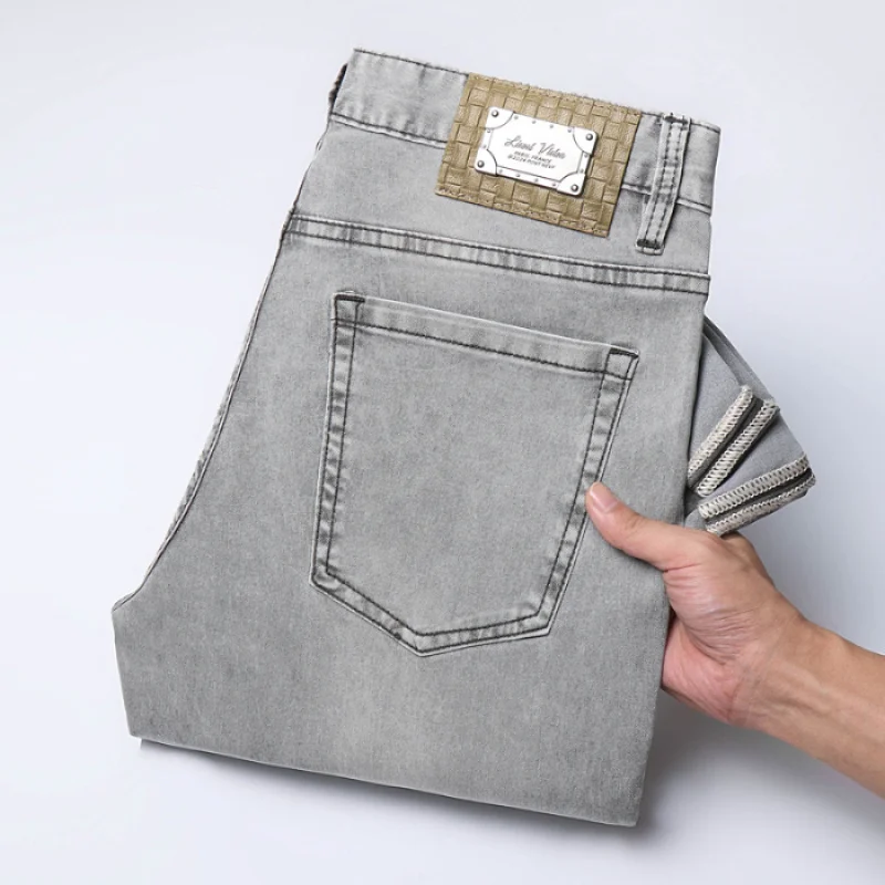 2024 Nieuwe Fashion Business Jeans Voor Heren Dunne Elastische Slanke Pasvorm Kleine High-End Veelzijdige Casual Broek Met Rechte Pijpen