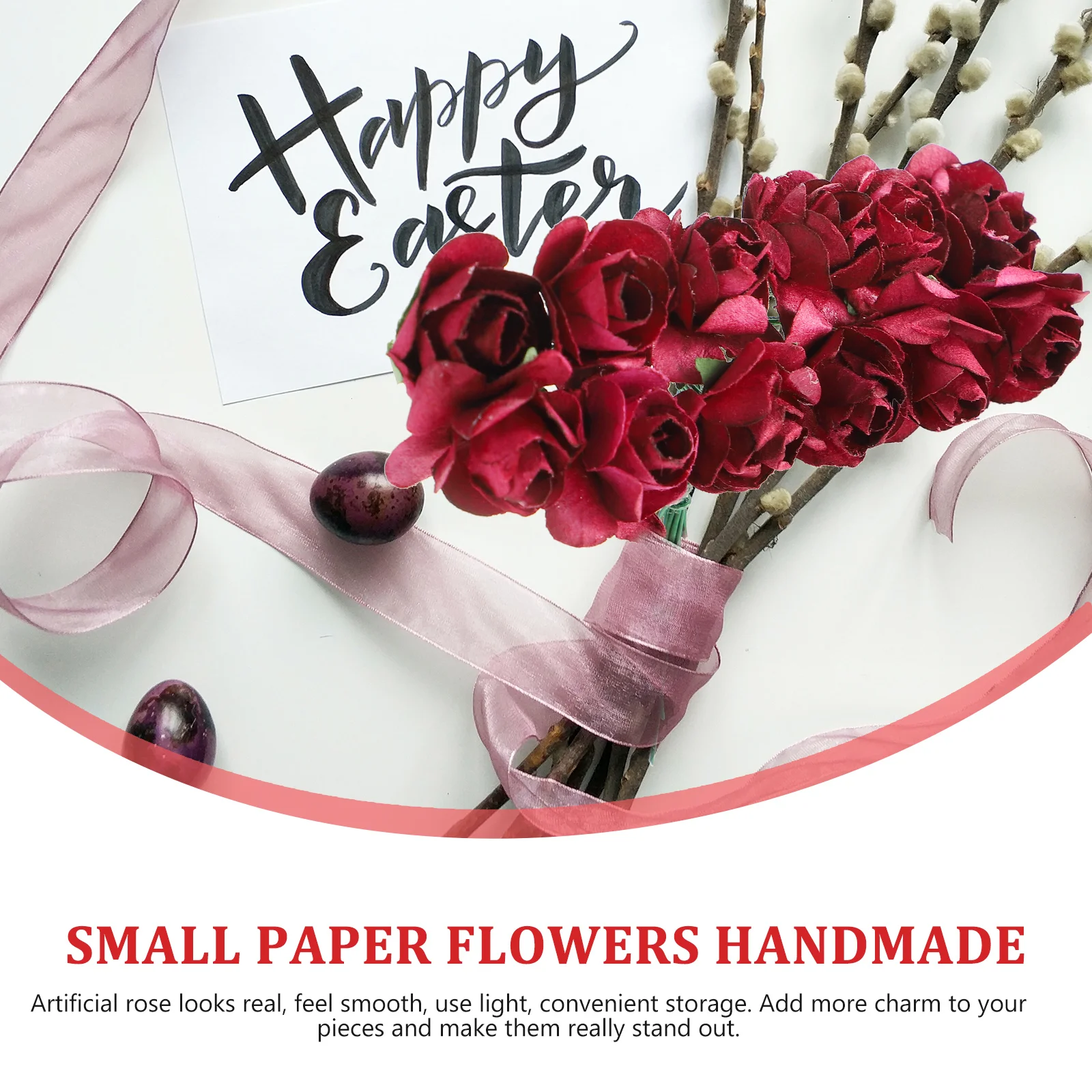 

144pcs Artificial Rose Paper Flowers Safe Practical Wedding Decor Bouquet Home Party Church Non Fading Adjustable Stems