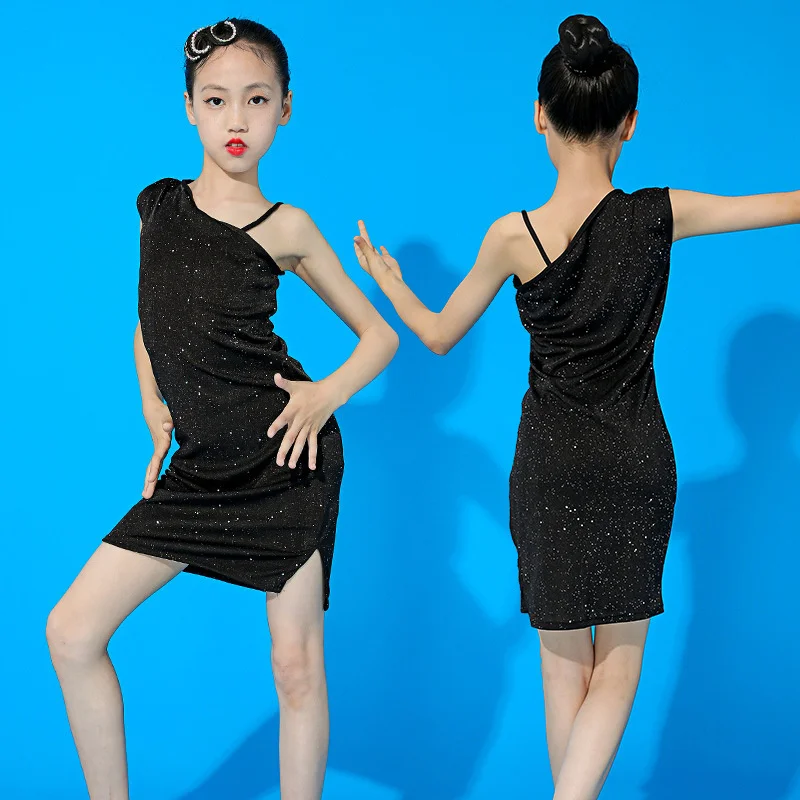 Dance clothes children's Latin dance clothes girls' off shoulder skirt girls' practice clothes children's competition clothes