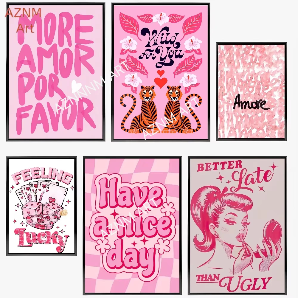 Affiche en papier avec citation d'amour rose, impression de maison, salon, chambre à coucher, entrée, Bar, café, peinture artistique, décoration