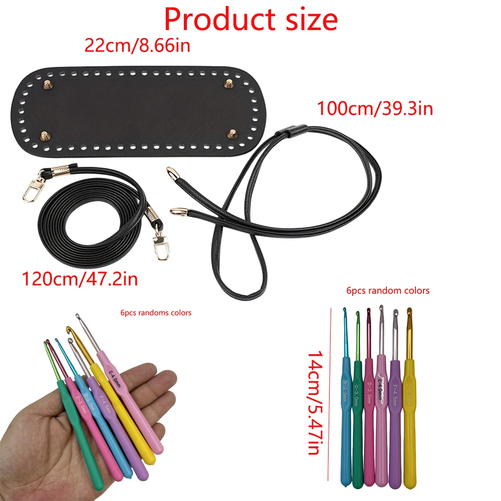 9-Piece DIY Wallet Making Accessories Set, Including Bag Base Plate, Shoulder Strap, Drawstring, and 6 Random Colored Crochet Accessories Set, Suitable for DIY Craft Enthusiasts, Materials and Tools Set for Bag Making and Modification