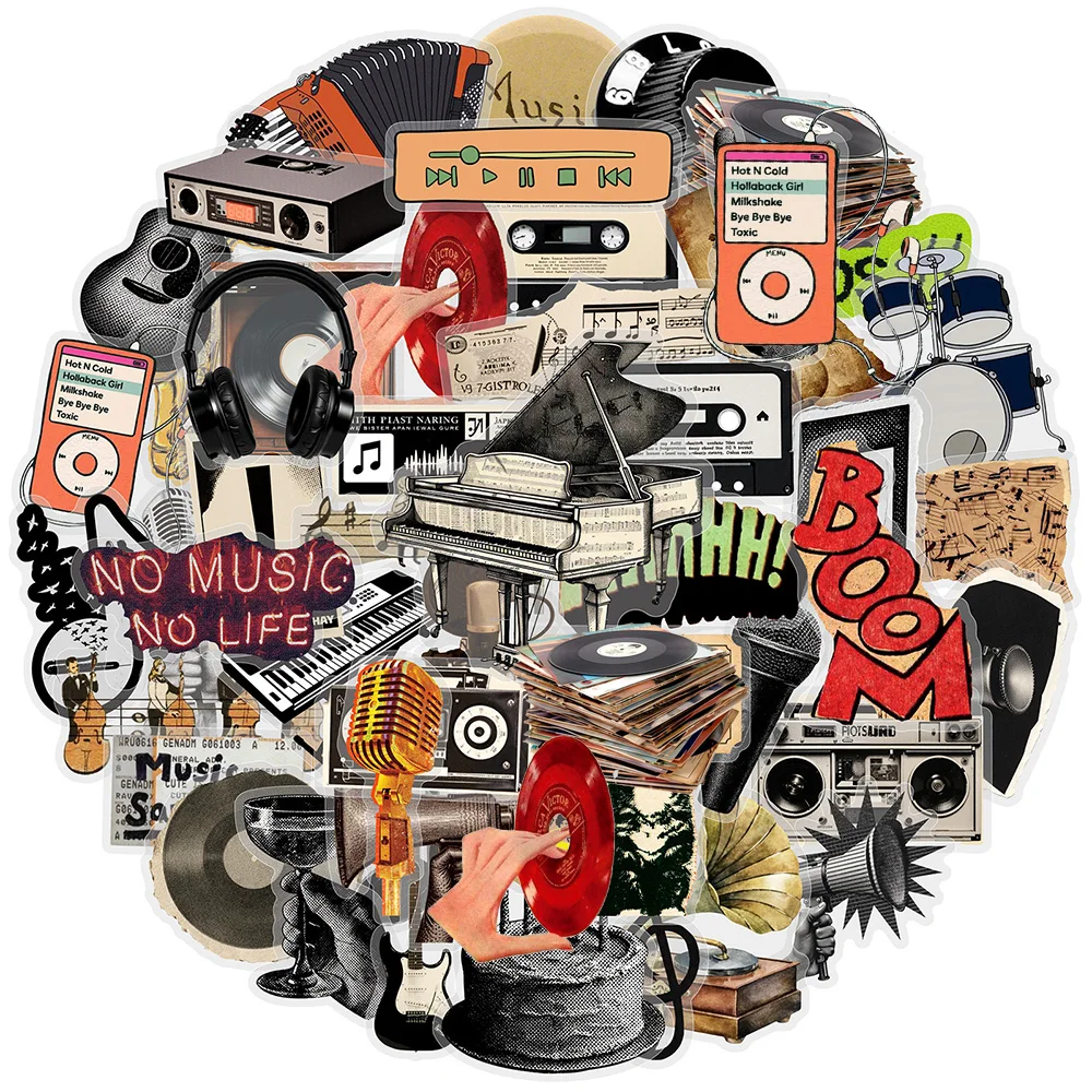 Laptop Accessories Cool - Autocollants transparents de musique rock vintage,