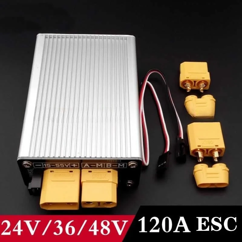 10V-60V bi-directional brushed ESC 3S-12S high voltage ESC supports tracked vehicle/tank model/ship model