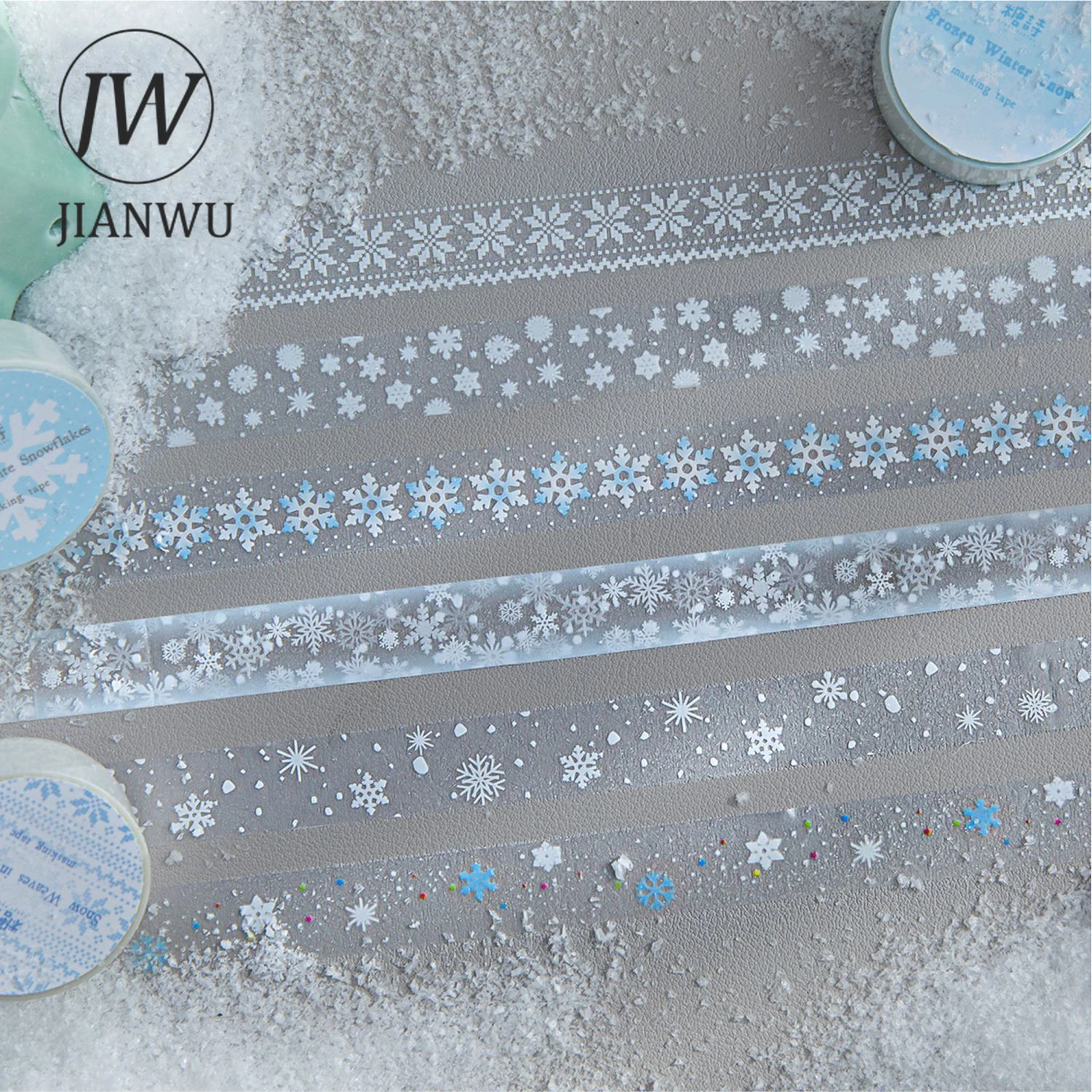 JIANWU Winter Love Song Series Vintage Snowflake Landscape Material Collage Scrapbooking PET Tape Creative Journal Stationery