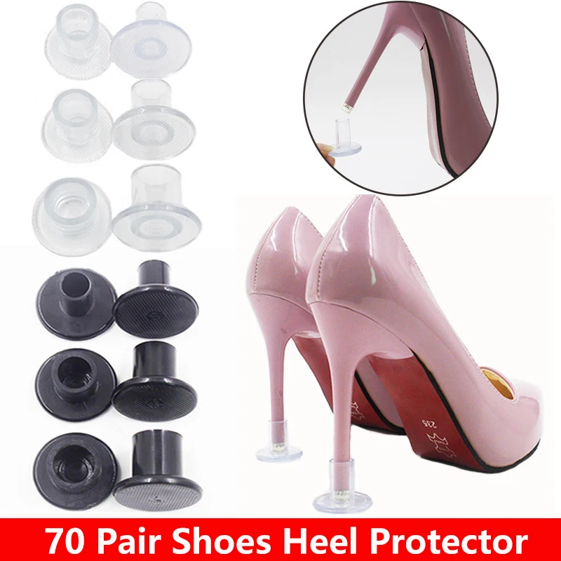 70 Pairs / Lot Heel Protectors High Heeler PVC Shoe Heel Stoppers Covers Shoe Stoppers for Grass Bridal Wedding Party Favor