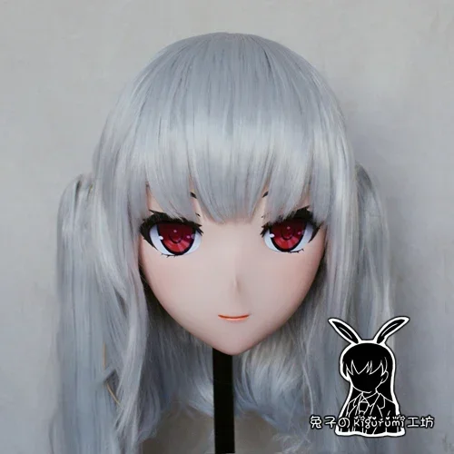 (Rabbit 46) Full Head Crossdress Girl BJD Doll Mask Scary Vampire Cartoon Anime Realistic Silicone Kagarino Kirie Cosplay Mask