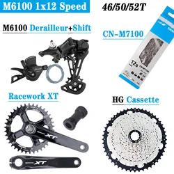 Deore M6100 1x12 Speed Groupset Bike Derailleur Shift XT Crankset 12S M7100 Chain Flywheel 46/50/52T Cassette for S MANO HG