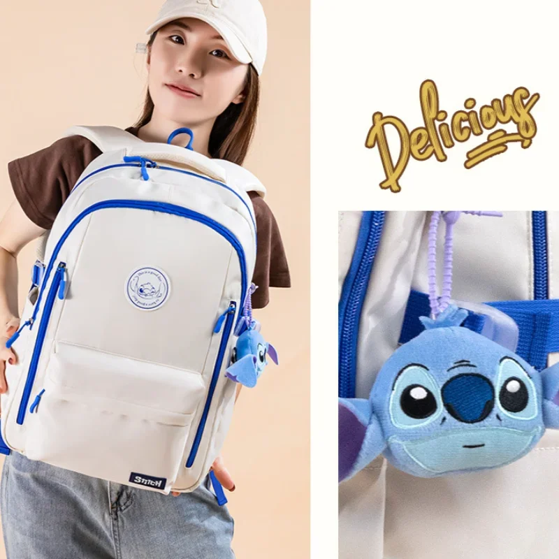 Disney Stitch cute simple student schoolbag cartoon doll fresh contrasting color breathable lightweight large capacity backpack