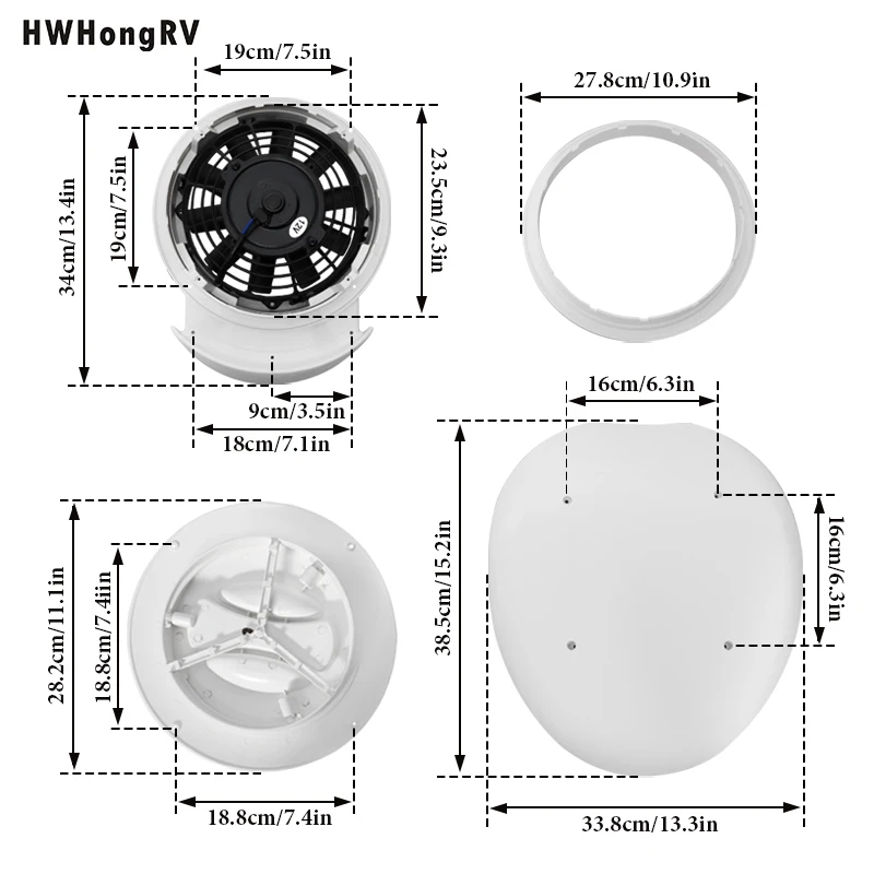 

Ambulance Roof Fan 12V Powered Round Vent Roof Vent Ventilation Round Outlet Vent for Homes Trailer Travel Caravan