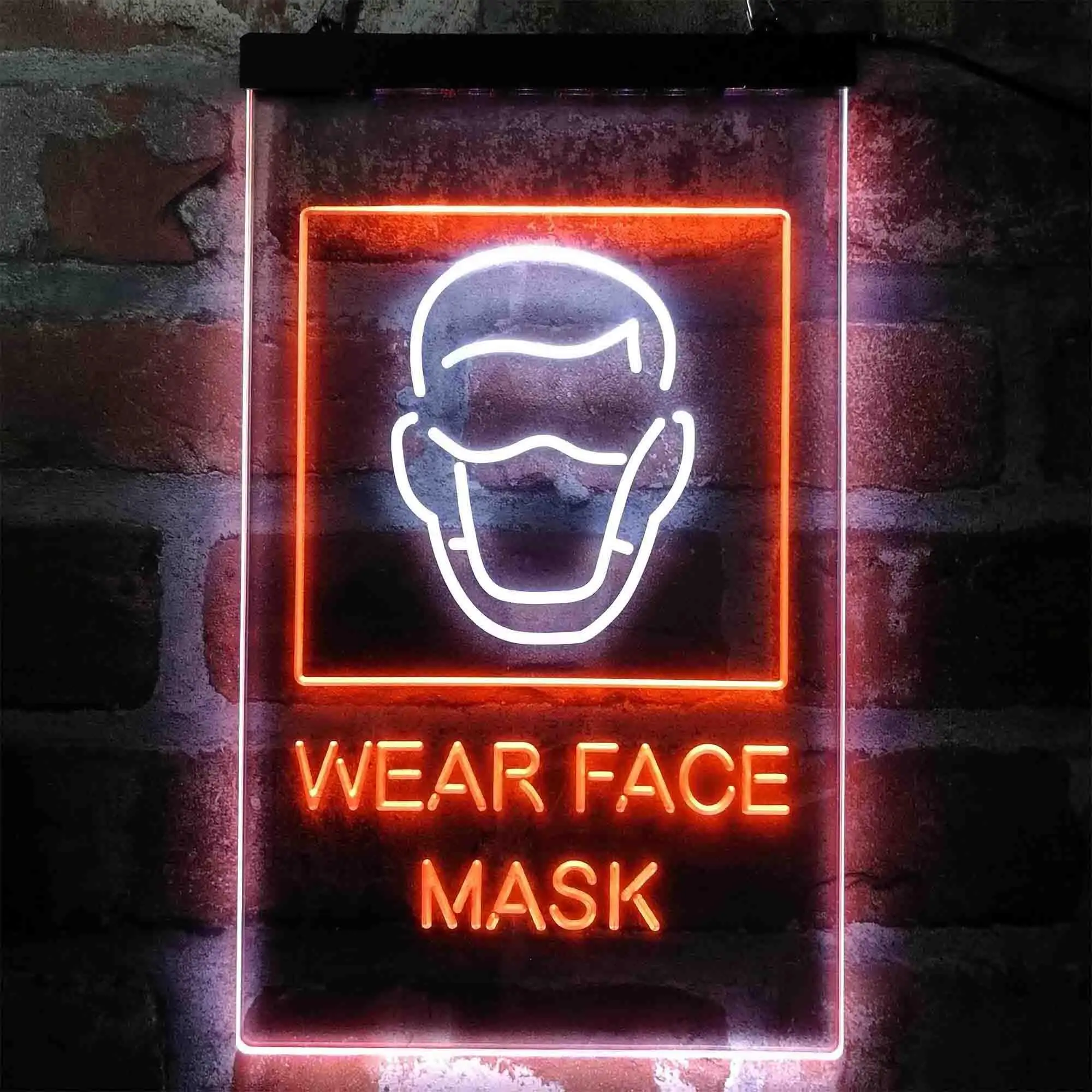 Wear Face Mask Required Notice Dual-color LED Neon Sign st6-i3981