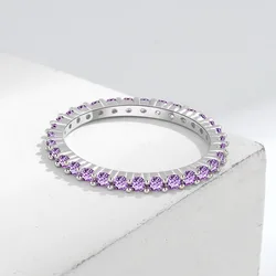 KOFSAC High Quality S925 Silver Rings For Women Romantic Zirconia Purple Ring White Gold Wedding Engagement Trendy Jewelry