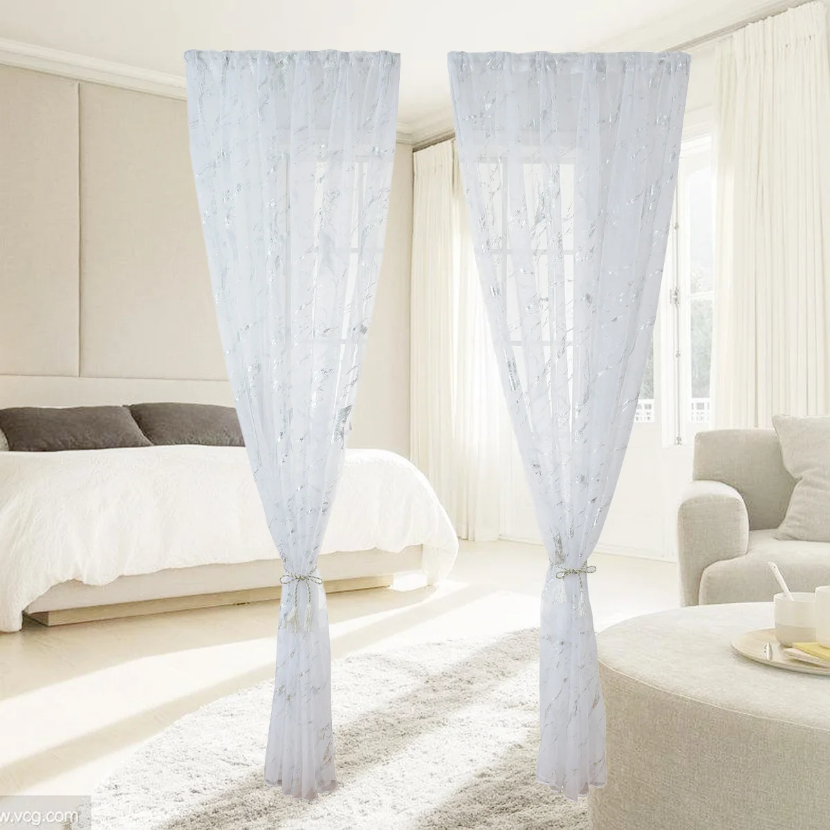 1 قطعة نسيج الرخام شير الستار الفضة قضيب التظليل الفوال نصف التظليل تول نافذة الزخرفية فحص الضوء الطبيعي الخصوصية